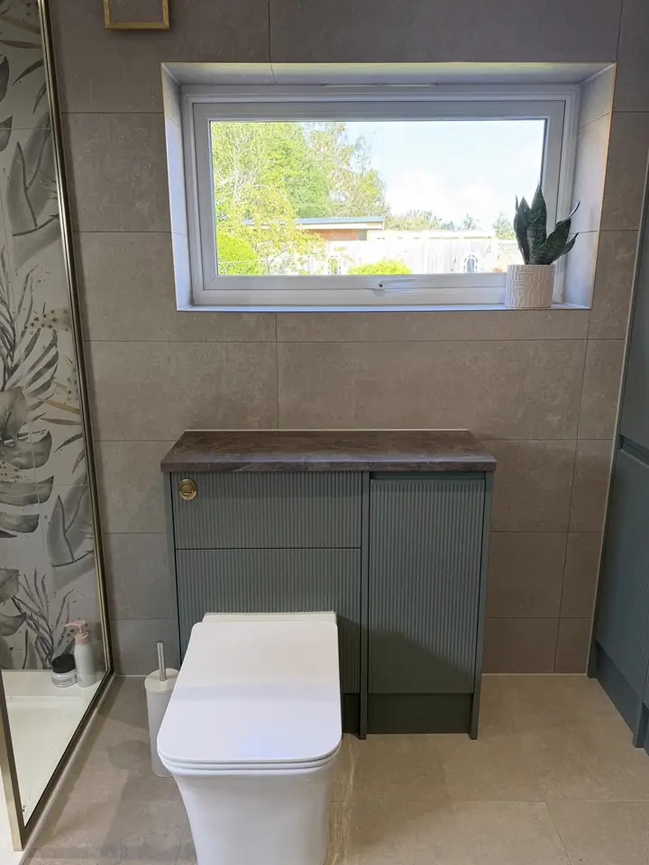 Detail of bathroom tiling and fittings